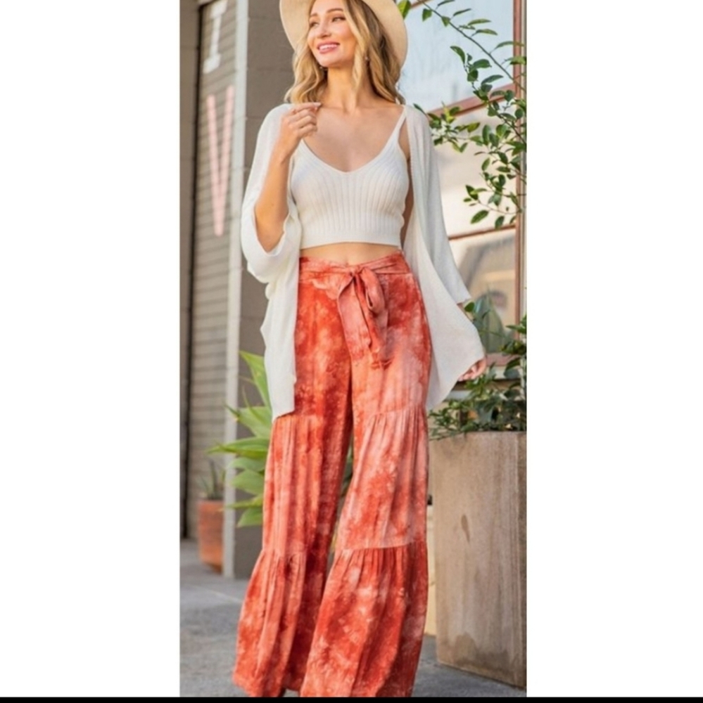 EESOME Terracotta wide leg pants. - Picture 4 of 6